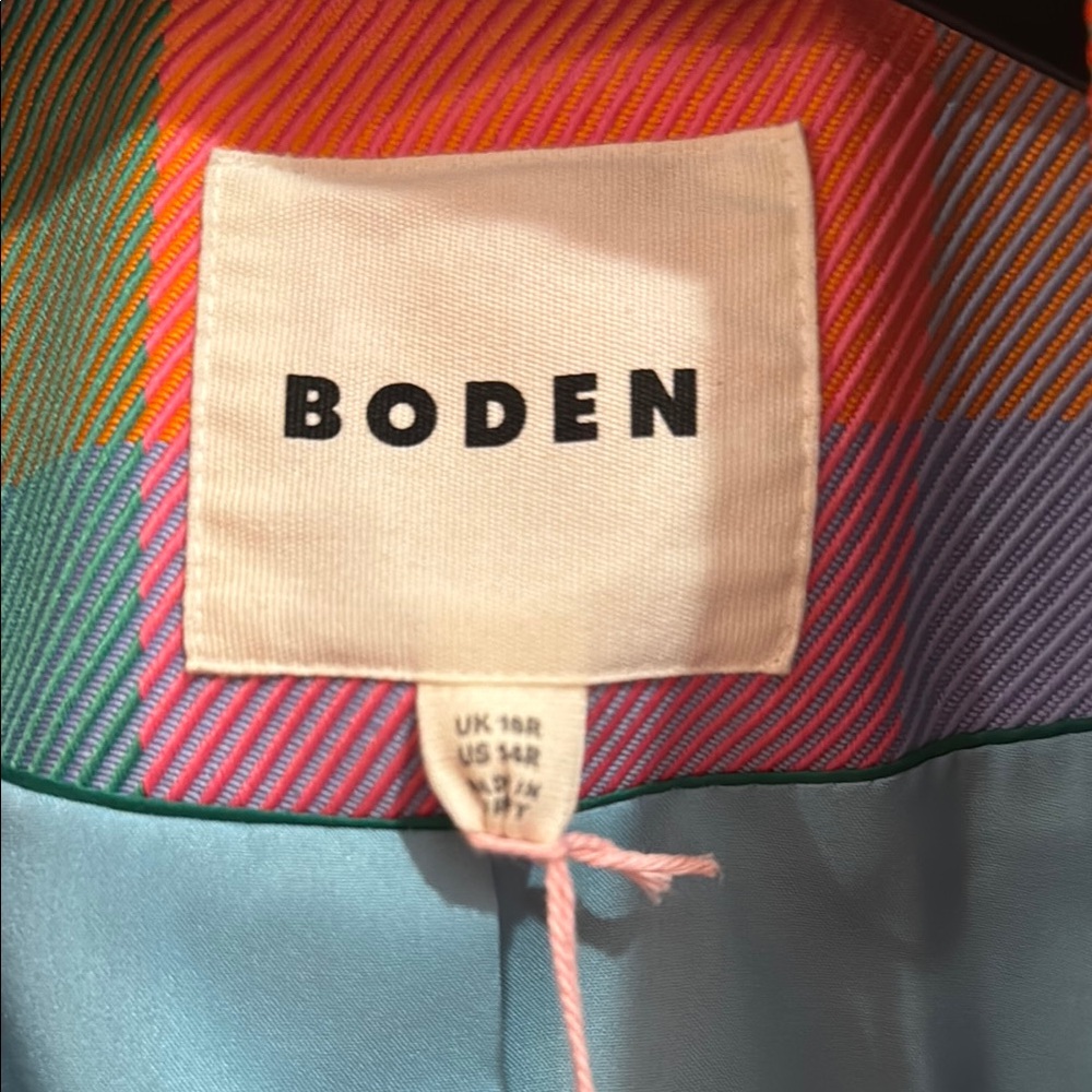 NWT Boden Viral Neon Checkered Trench - Picture 2 of 5